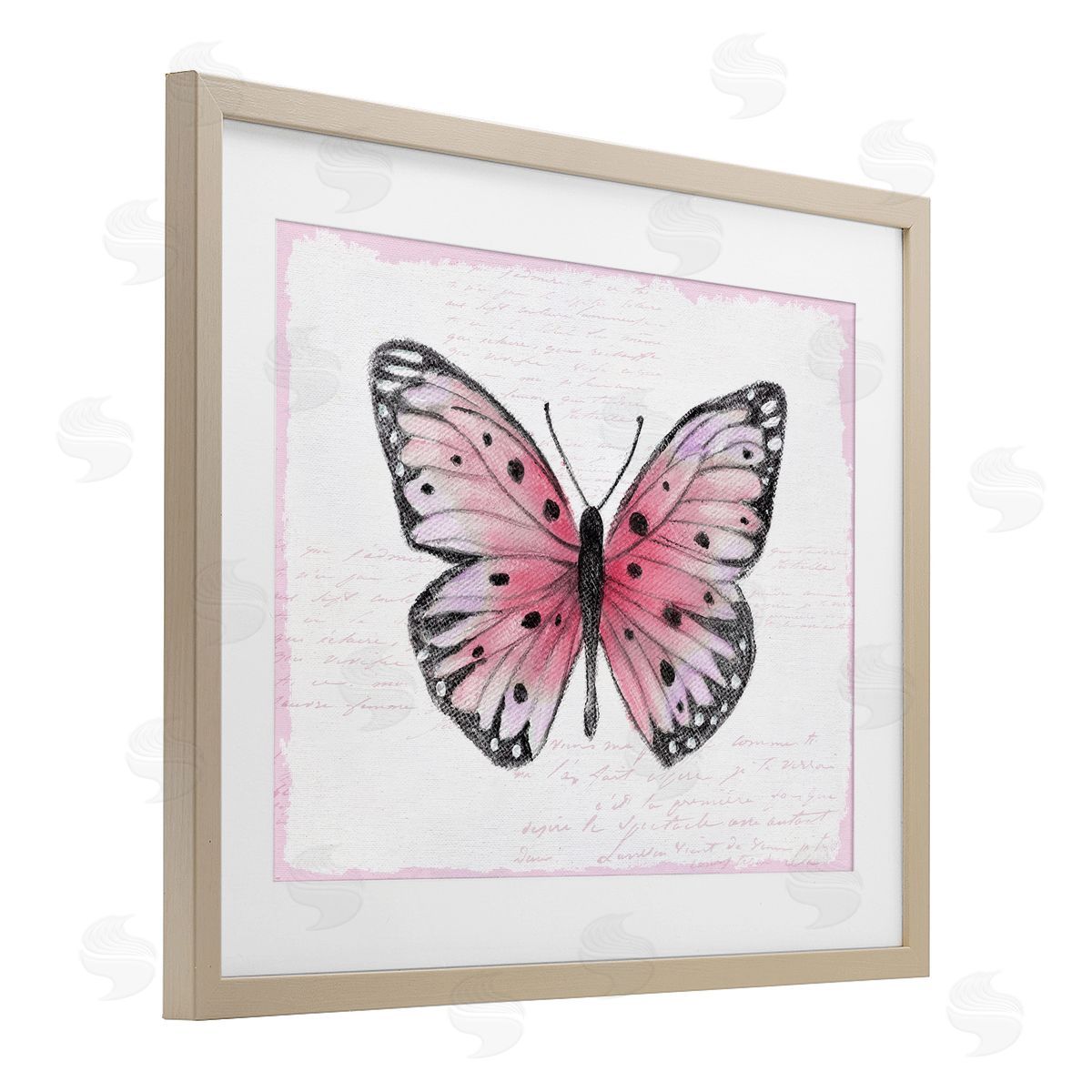 Janet Tava Pink Toned Vintage Butterfly Canvas Wall Art Print
