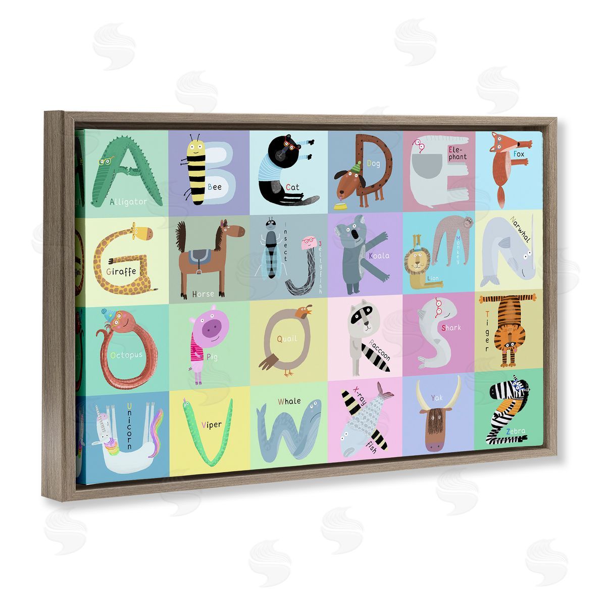 Carla Daly Whimsical Animal Alphabet Canvas Wall Art Print