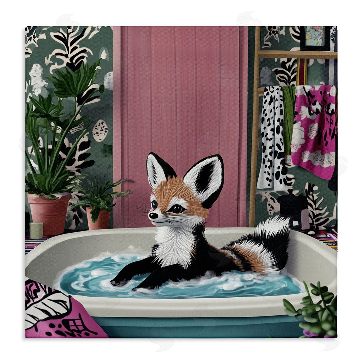 Annabelle Hall | Bathing Fox in Tropical Bathroom