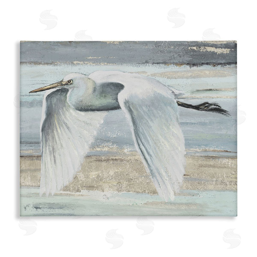 PATRICIA PINTO | Egret Soaring over Beach