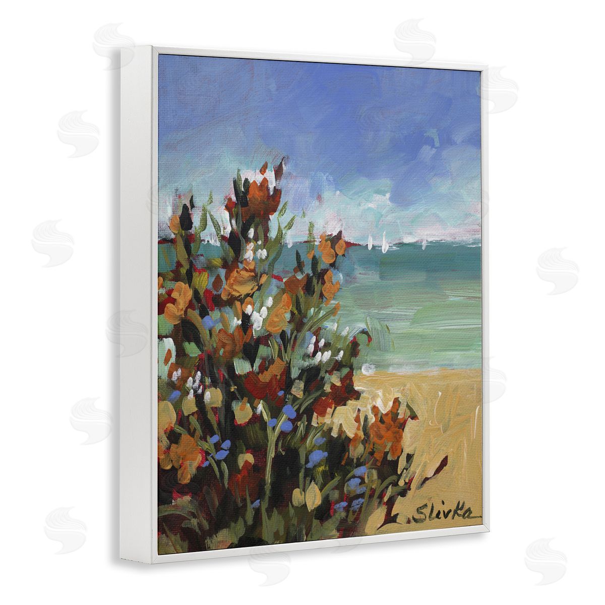 JANE SLIVKA | Sailboats In Distance with Florals