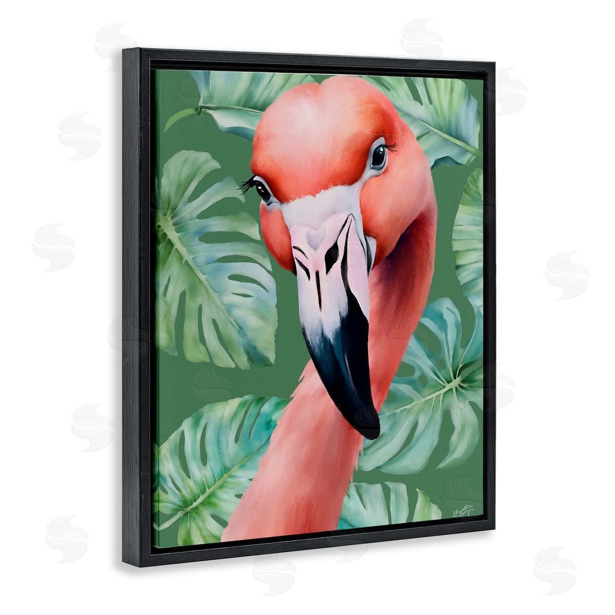 Elizabeth Medley | Flamingo Portrait with Monstera Leaves