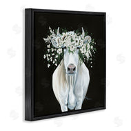 Hollihocks Art | White Cow with Flower Garland