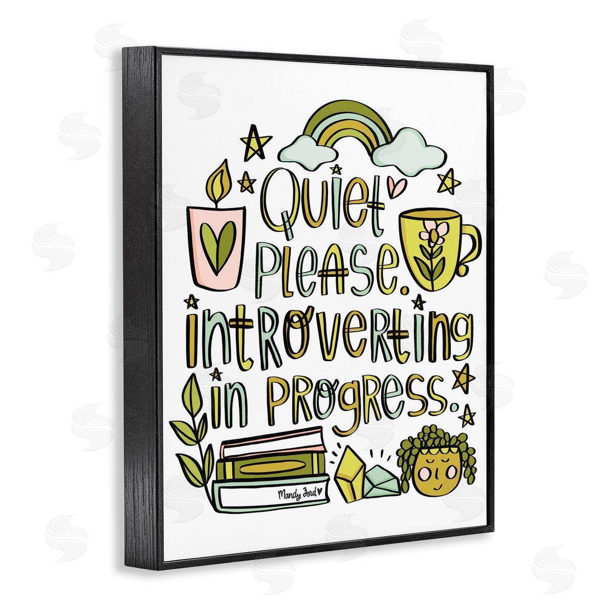 Introverting In Progress Black Frame Print Wall Art, Home Decor by Mandy Ford Art + Illustration