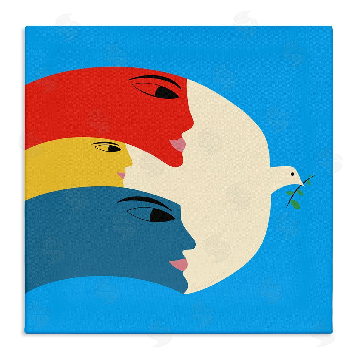 Peaceful Dove with Faces Canvas Wall Art, Home Decor by Carrie Cantwell