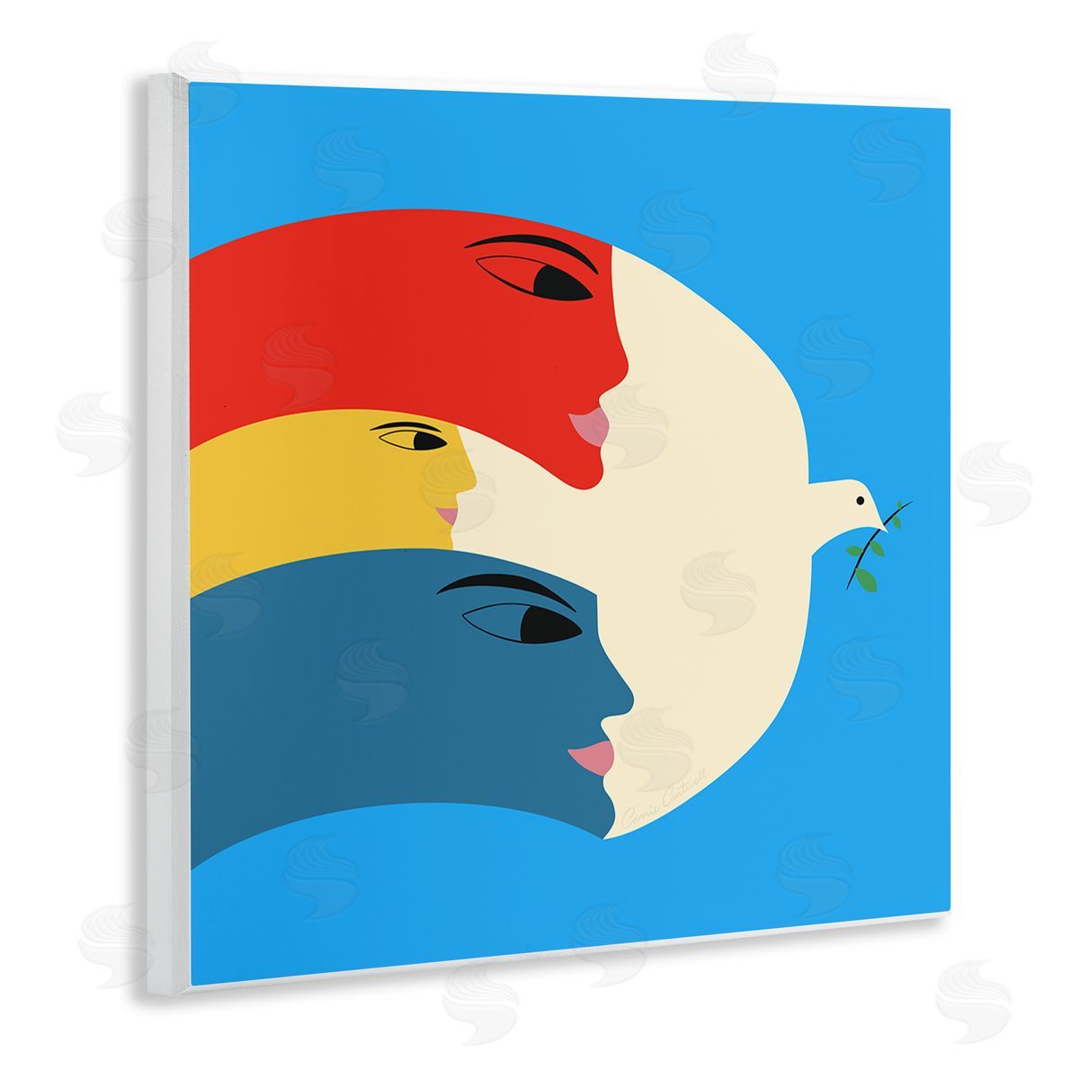 Peaceful Dove with Faces Wood Plaque Wall Art, Home Decor by Carrie Cantwell