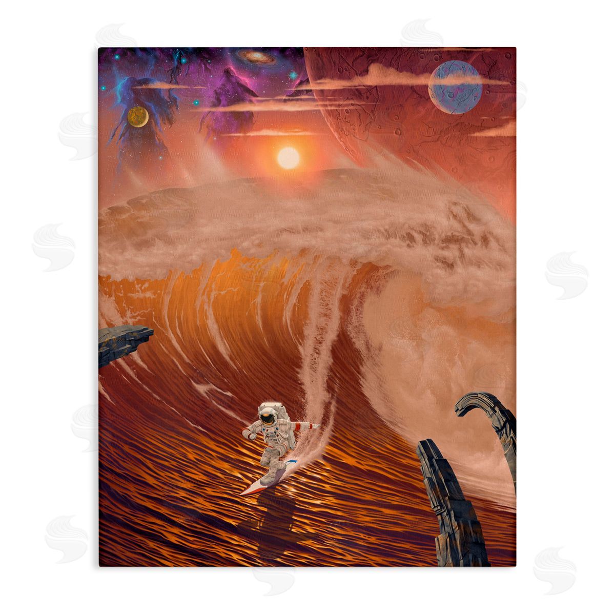 Vincent Hie Astronaut Riding The Wave Canvas Wall Art Print
