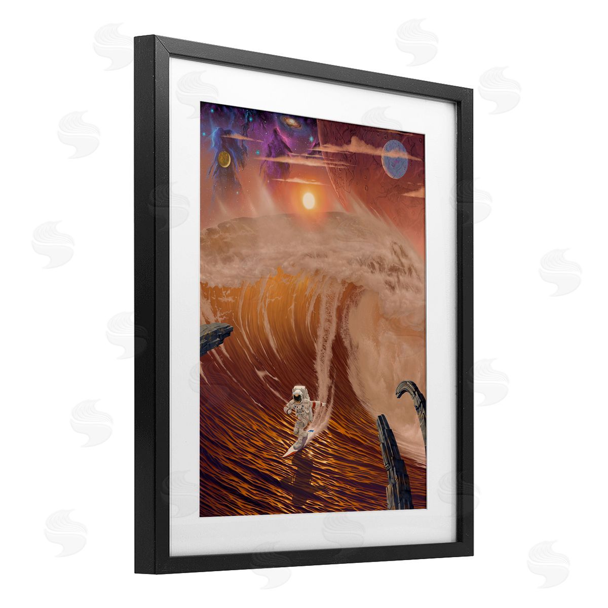 Vincent Hie Astronaut Riding The Wave Canvas Wall Art Print
