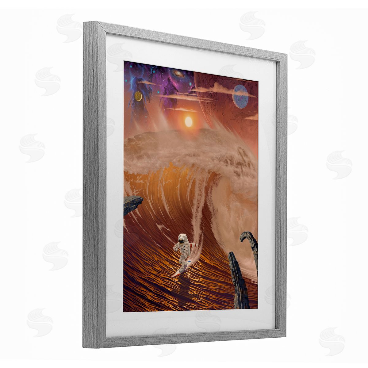Vincent Hie Astronaut Riding The Wave Canvas Wall Art Print