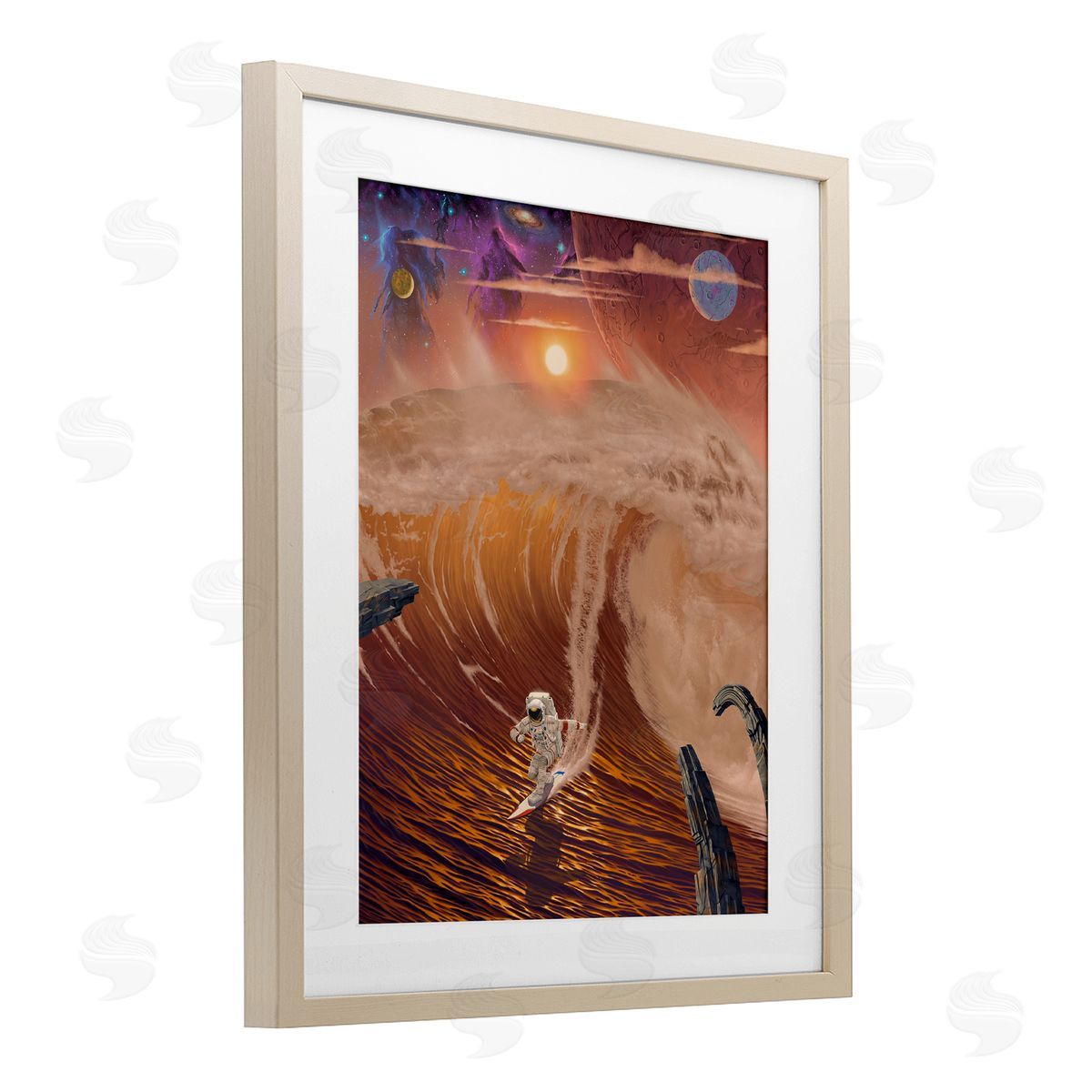 Vincent Hie Astronaut Riding The Wave Canvas Wall Art Print