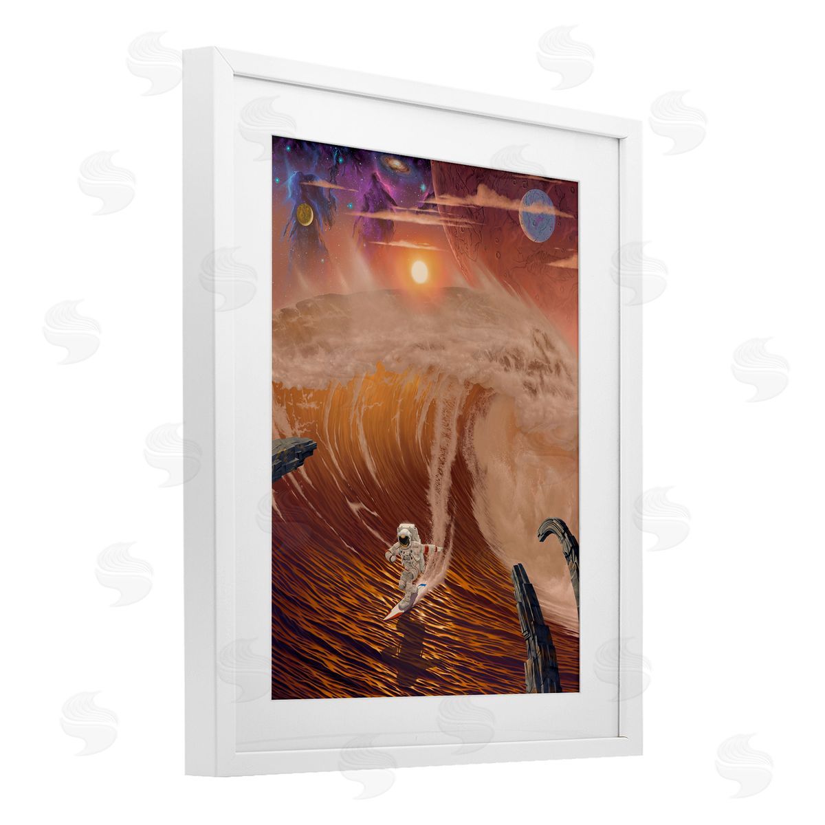 Vincent Hie Astronaut Riding The Wave Canvas Wall Art Print
