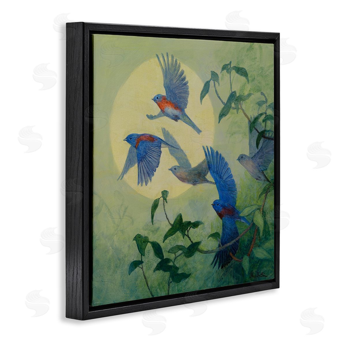 Floy Zittin | Bluebird Flock over Moon