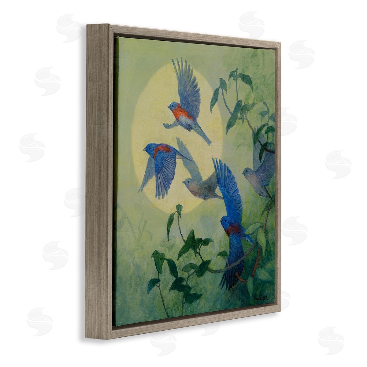 Floy Zittin | Bluebird Flock over Moon