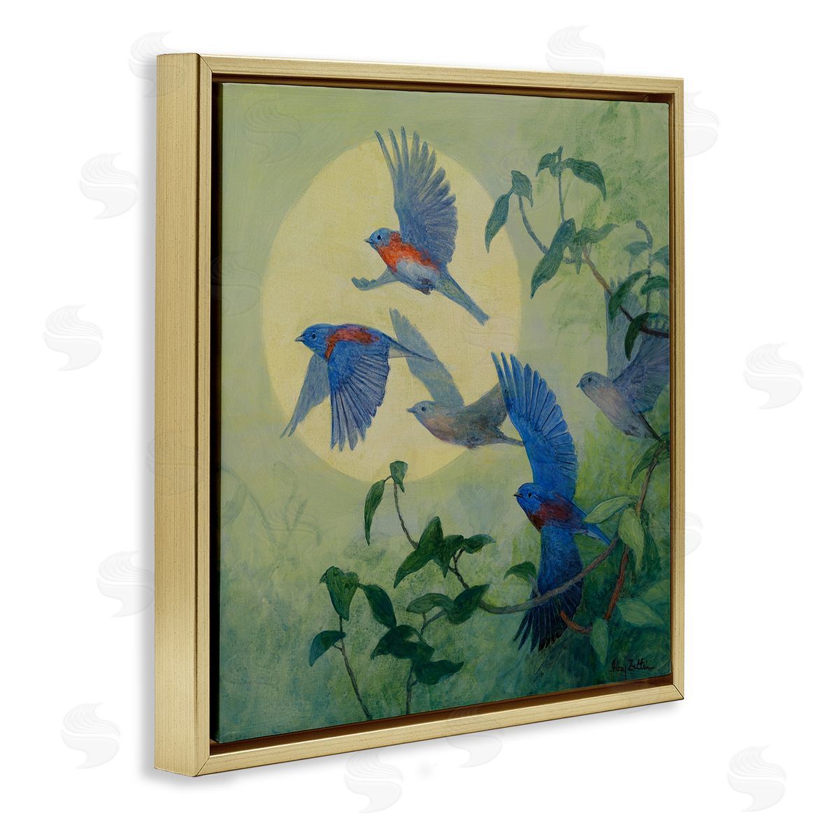 Floy Zittin | Bluebird Flock over Moon