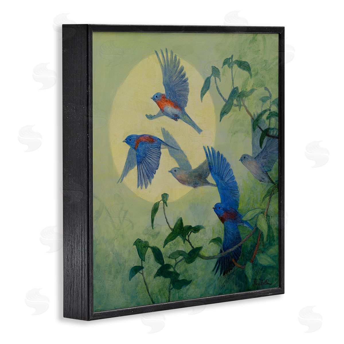Floy Zittin | Bluebird Flock over Moon