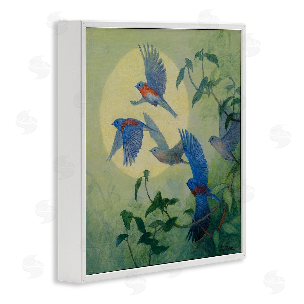 Floy Zittin | Bluebird Flock over Moon