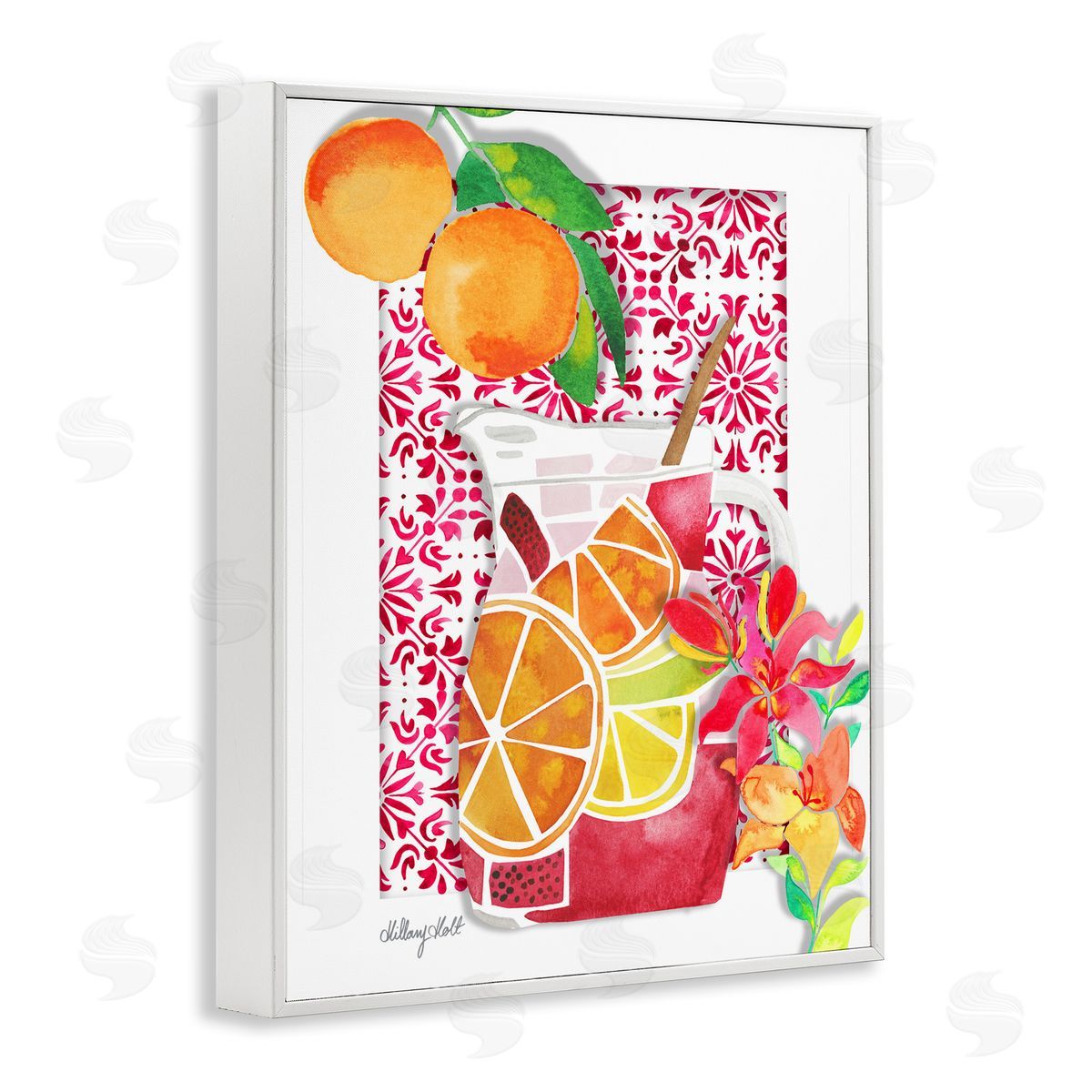 Mediterranean Sangria Drink White Frame Print Wall Art, Home Decor by Hillary Holt