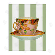 Lil' Rue | Elegant Teacup on Green Stripes