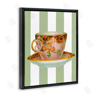 Lil' Rue | Elegant Teacup on Green Stripes