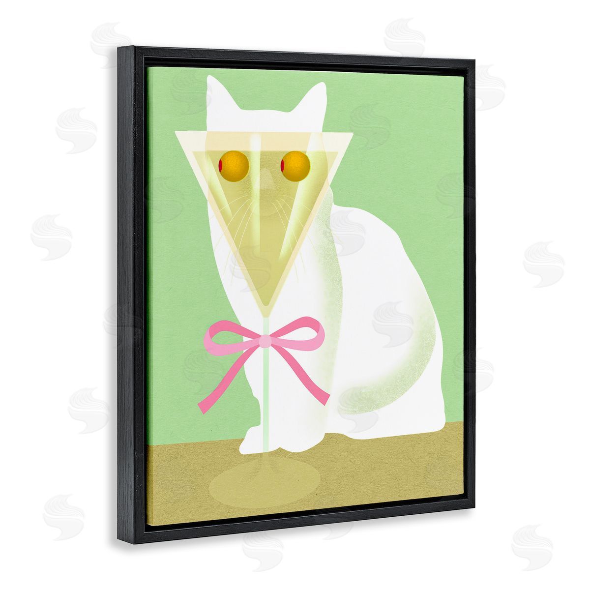 Lil' Rue Cat with Martini Olive Eyes Canvas Wall Art Print