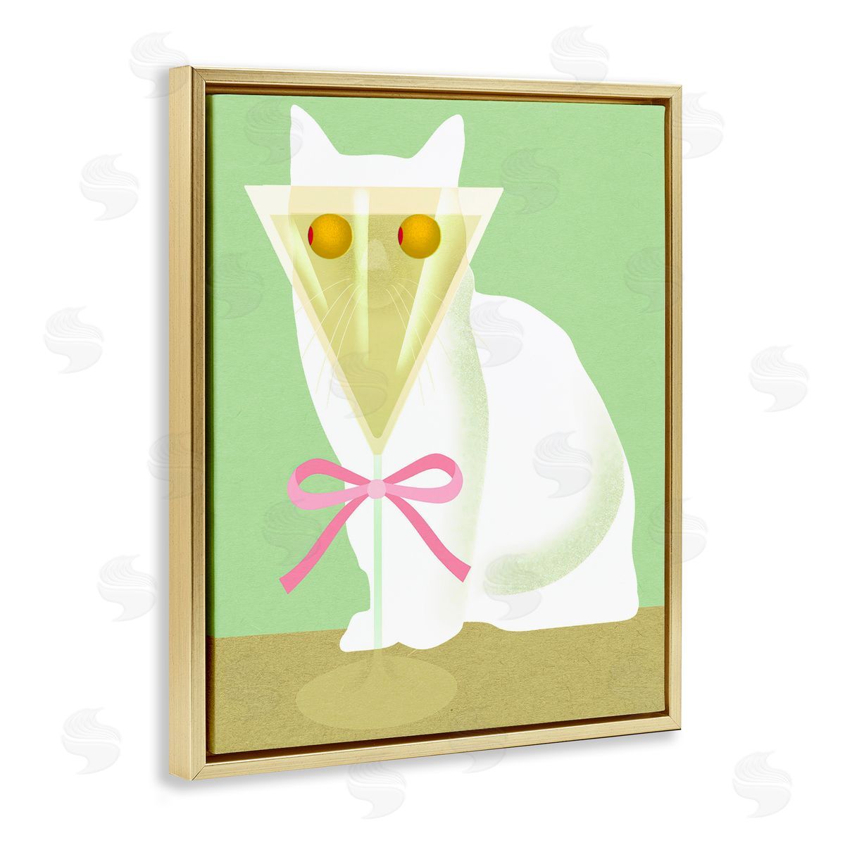 Lil' Rue Cat with Martini Olive Eyes Canvas Wall Art Print