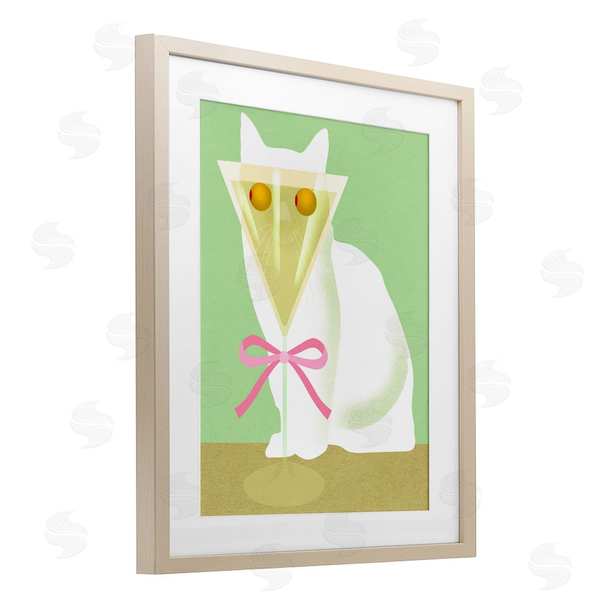 Lil' Rue Cat with Martini Olive Eyes Canvas Wall Art Print
