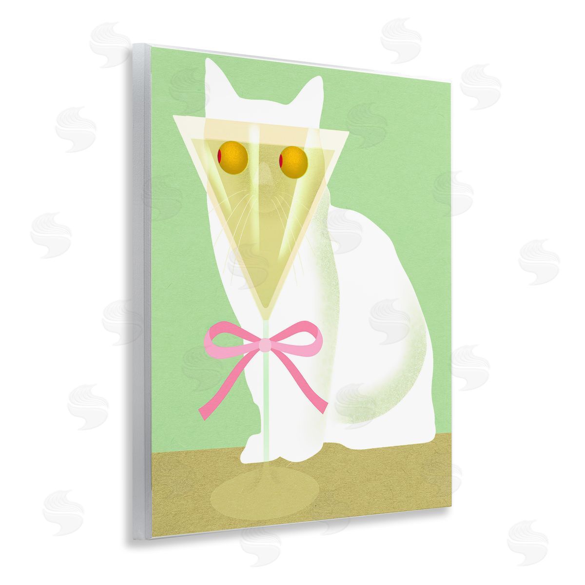 Lil' Rue Cat with Martini Olive Eyes Canvas Wall Art Print