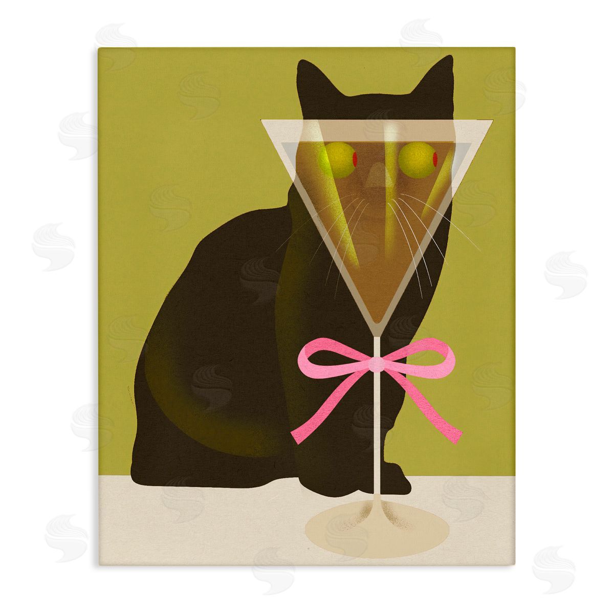 Lil' Rue Funny Cat & Martini Olives Canvas Wall Art Print