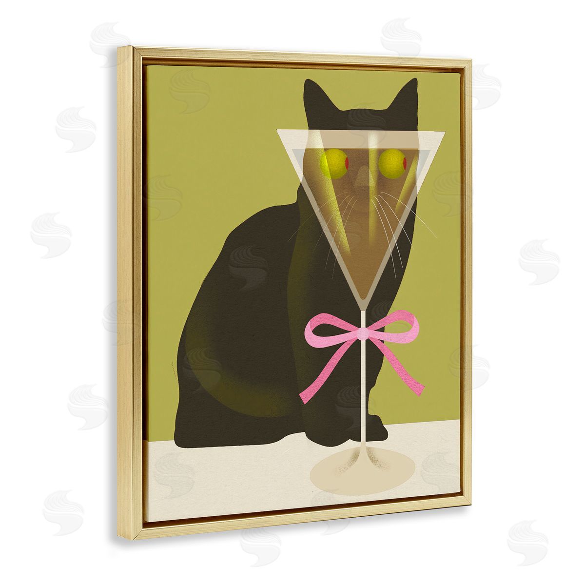 Lil' Rue Funny Cat & Martini Olives Canvas Wall Art Print