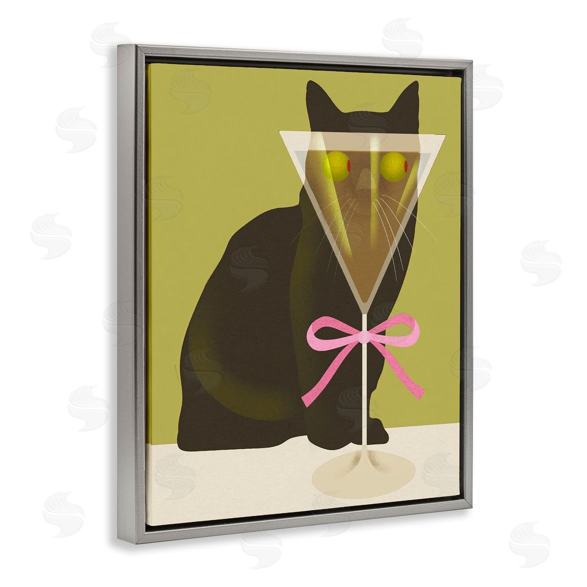 Lil' Rue Funny Cat & Martini Olives Canvas Wall Art Print