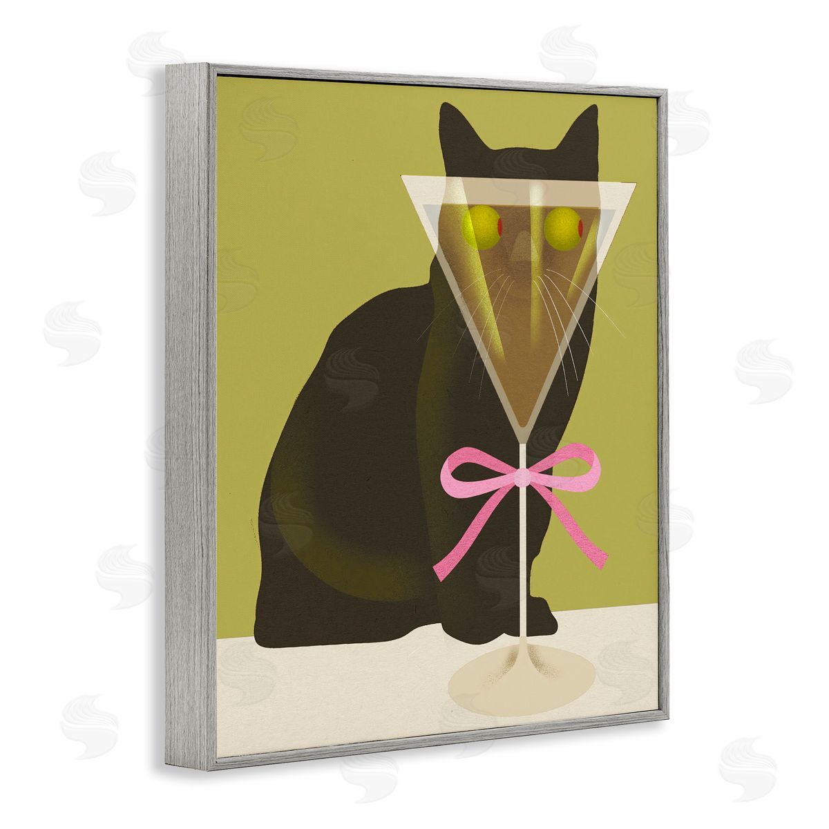 Lil' Rue Funny Cat & Martini Olives Canvas Wall Art Print