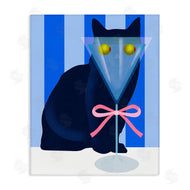 Lil' Rue | Funny Cat Martini on Stripes