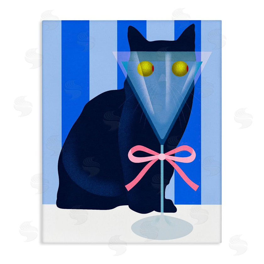 Lil' Rue | Funny Cat Martini on Stripes