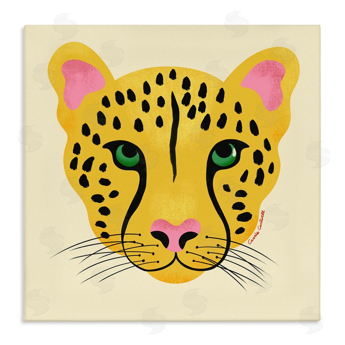 Modern Wild Cheetah Face Canvas Wall Art, Home Decor by Carrie Cantwell