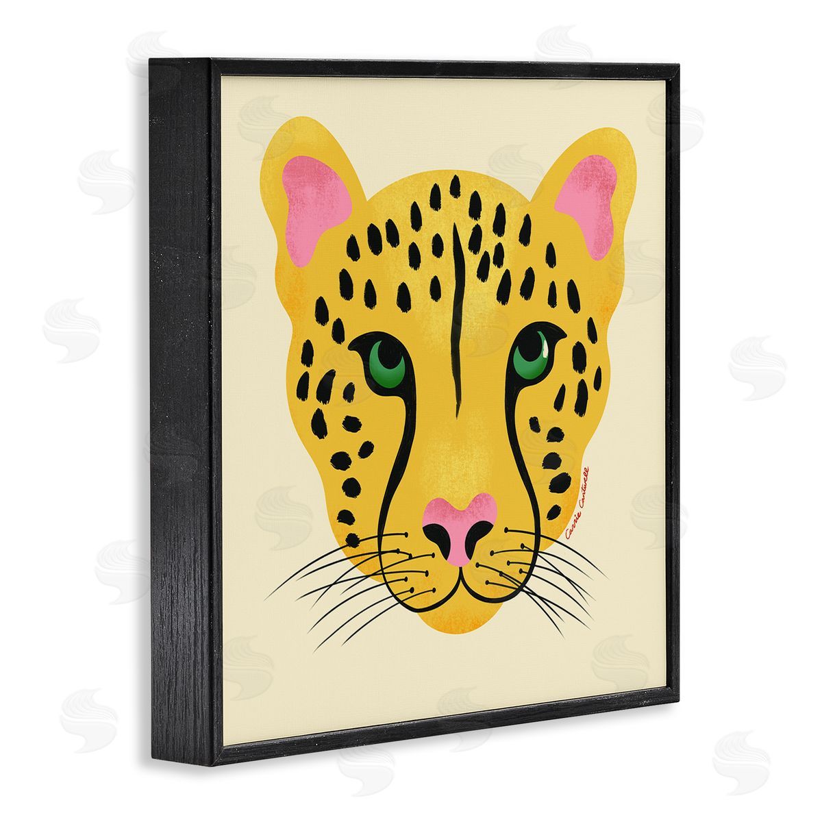Modern Wild Cheetah Face Black Frame Print Wall Art, Home Decor by Carrie Cantwell