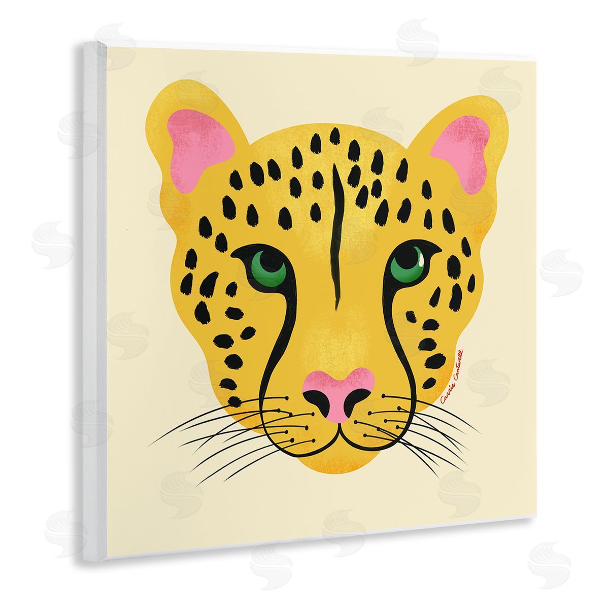 Modern Wild Cheetah Face Wood Plaque Wall Art, Home Decor by Carrie Cantwell