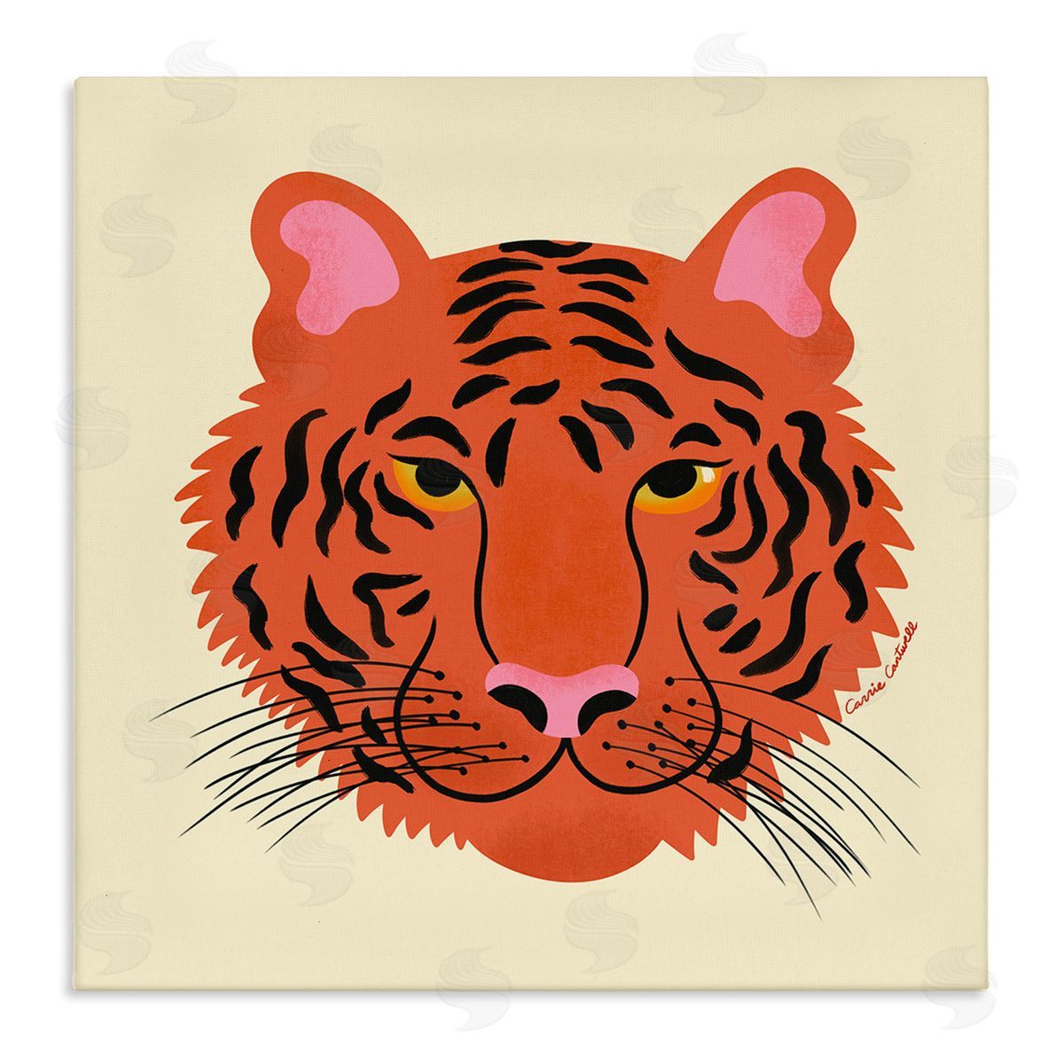 Modern Wild Tiger Face Canvas Wall Art, Home Decor by Carrie Cantwell