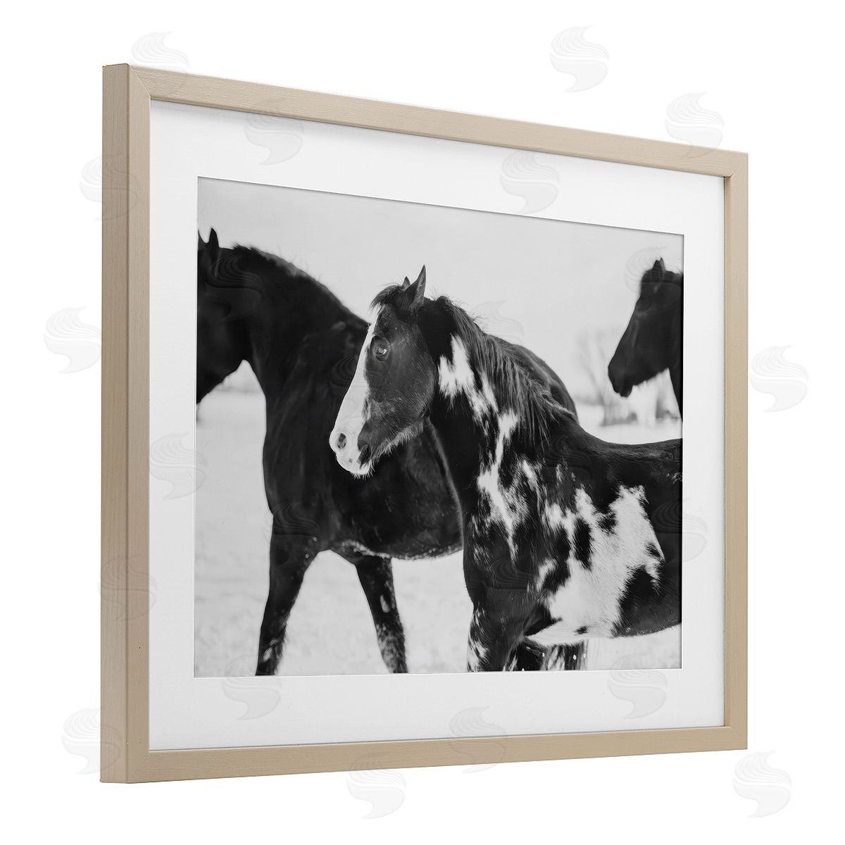 Amy Carroll Black & White Winter Horses Canvas Wall Art Print