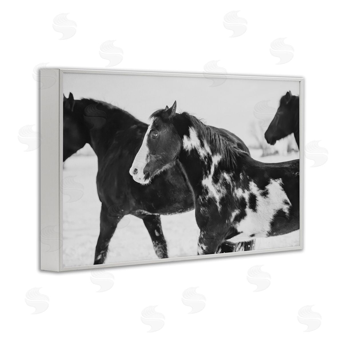 Amy Carroll Black & White Winter Horses Canvas Wall Art Print