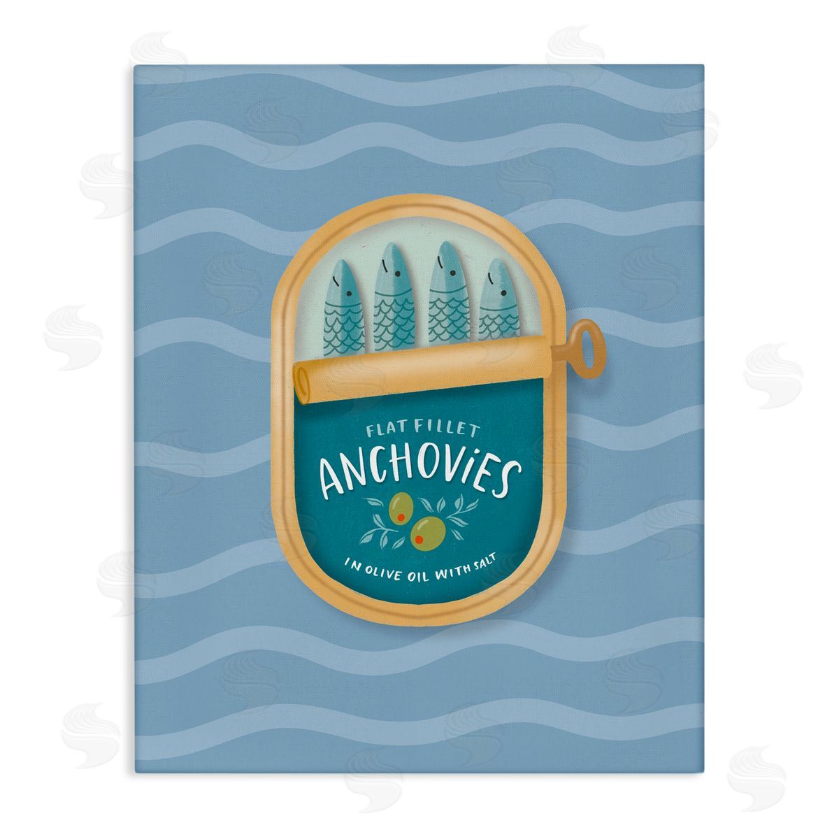 Sandra Picco Canned Anchovies on Waves Canvas Wall Art Print