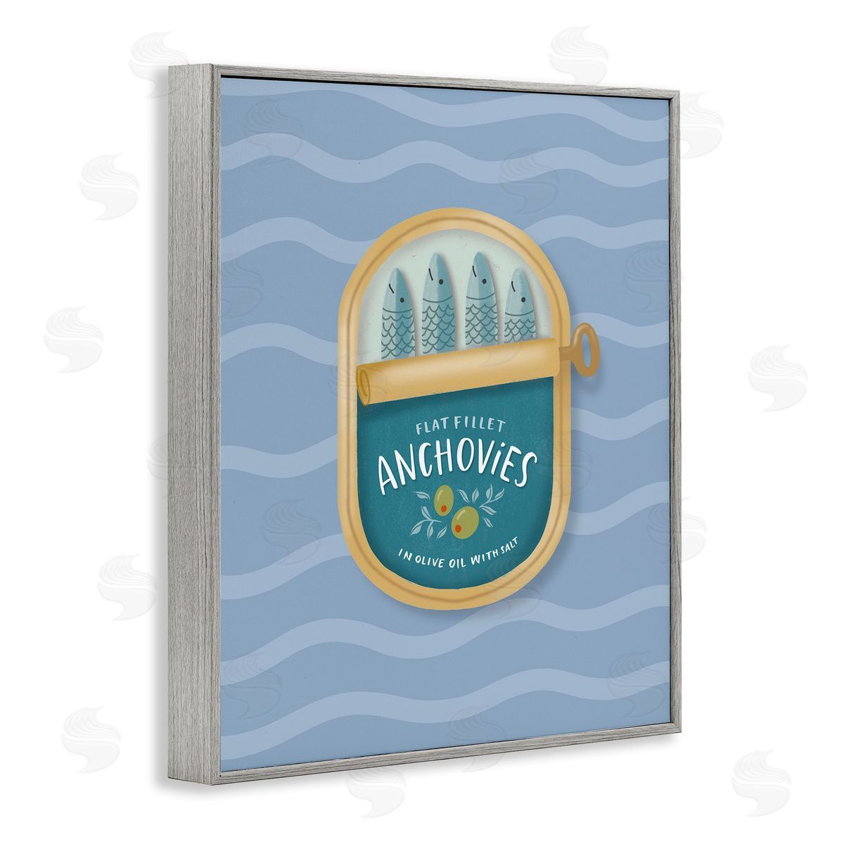 Sandra Picco Canned Anchovies on Waves Canvas Wall Art Print