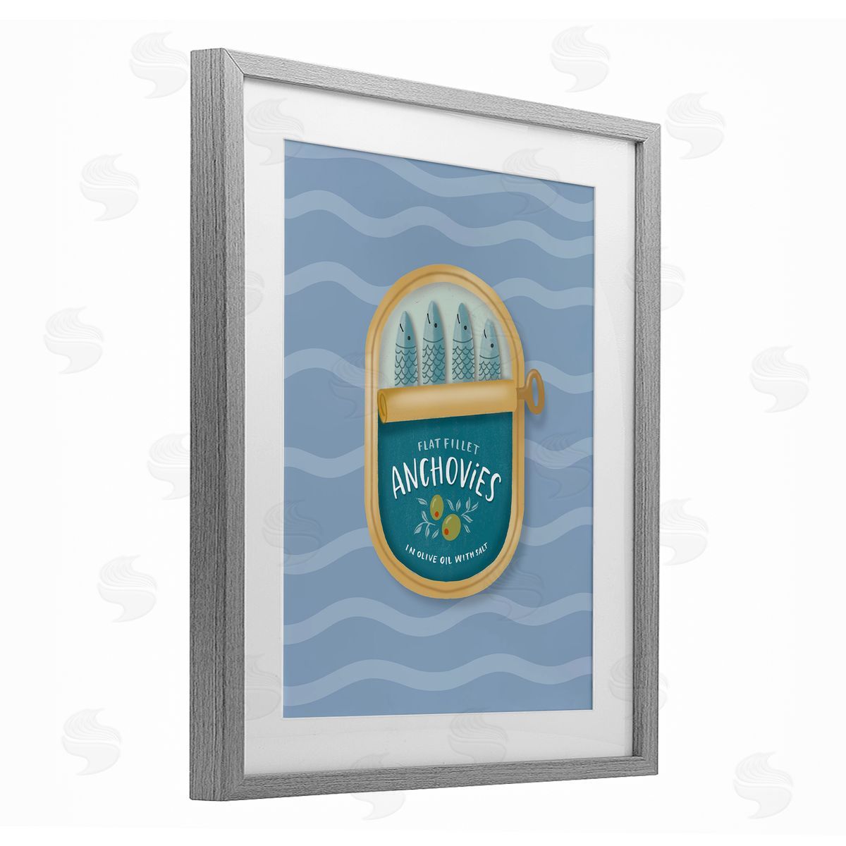 Sandra Picco Canned Anchovies on Waves Canvas Wall Art Print