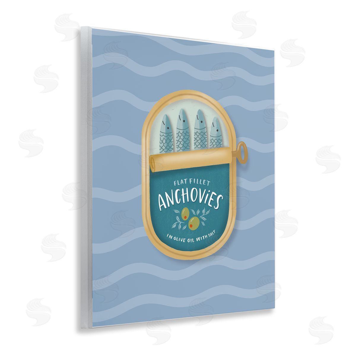 Sandra Picco Canned Anchovies on Waves Canvas Wall Art Print