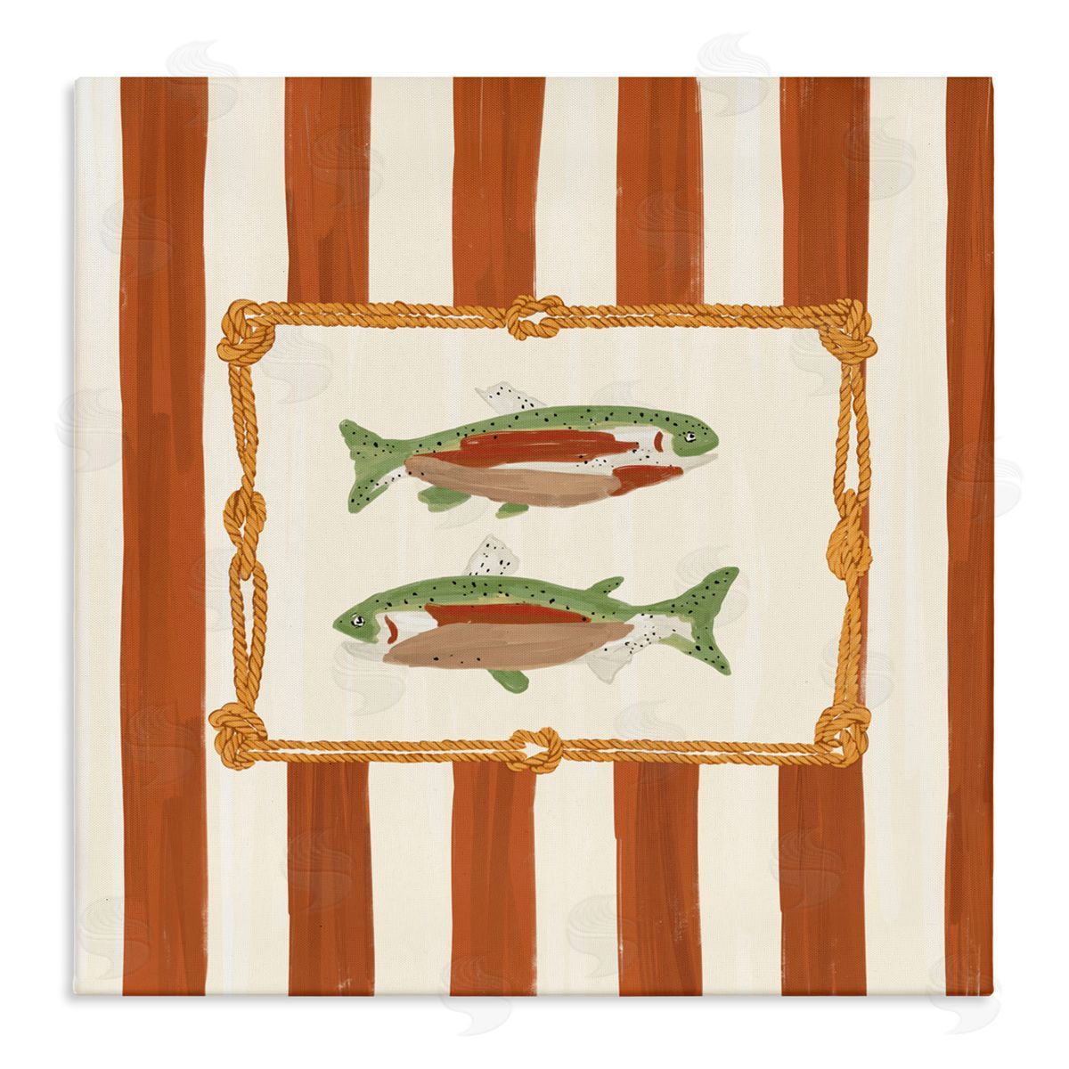 Veronica Lara Gone Fishing on Stripes Canvas Wall Art Print