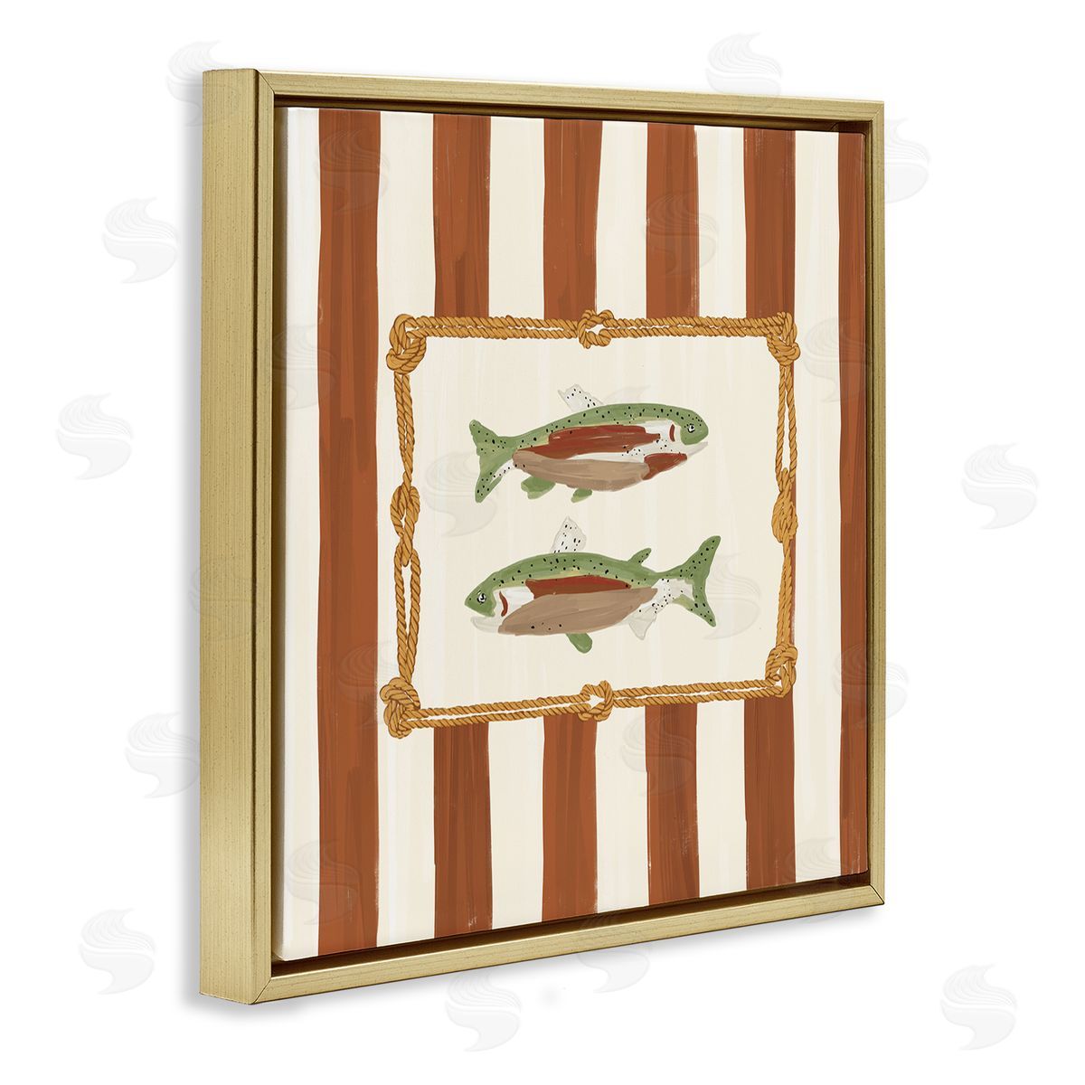 Veronica Lara Gone Fishing on Stripes Canvas Wall Art Print
