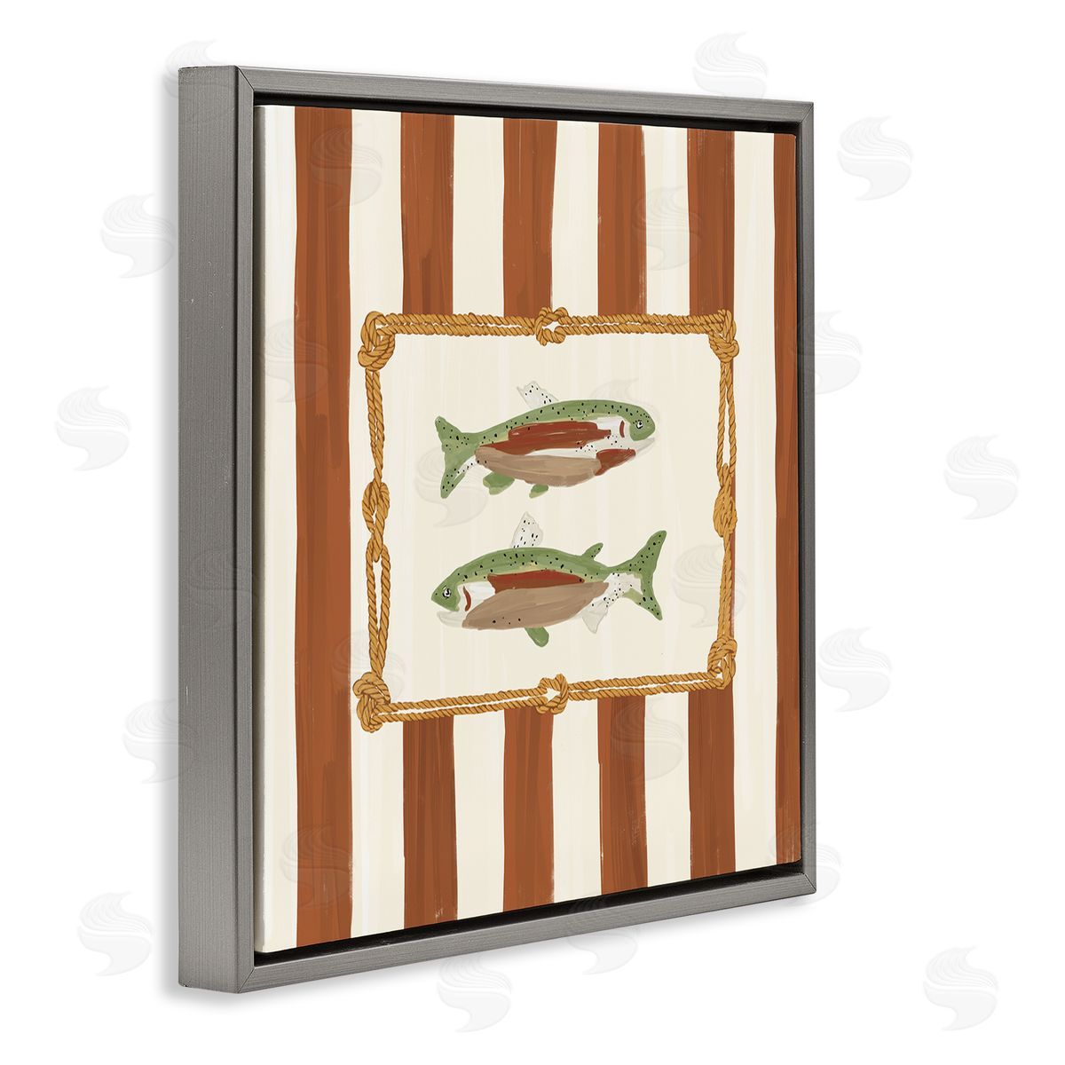 Veronica Lara Gone Fishing on Stripes Canvas Wall Art Print