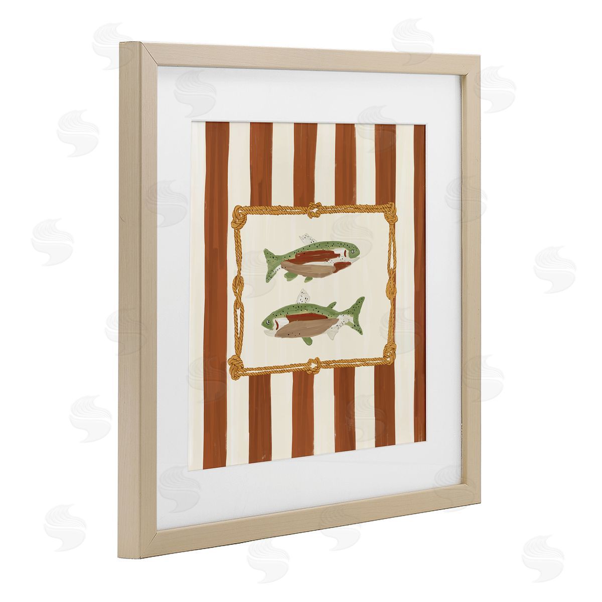 Veronica Lara Gone Fishing on Stripes Canvas Wall Art Print