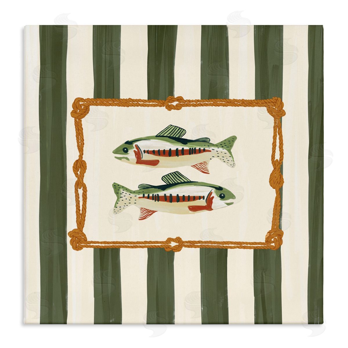 Veronica Lara Maritime Fish with Rope Border Canvas Wall Art Print