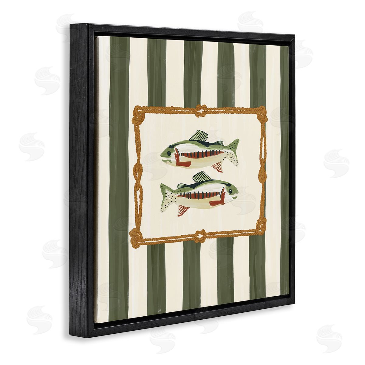 Veronica Lara Maritime Fish with Rope Border Canvas Wall Art Print