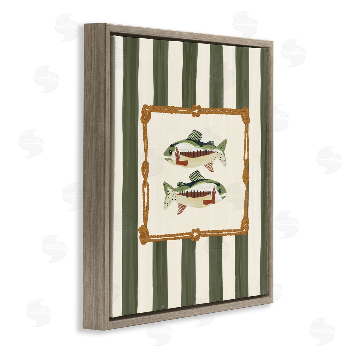 Veronica Lara Maritime Fish with Rope Border Canvas Wall Art Print